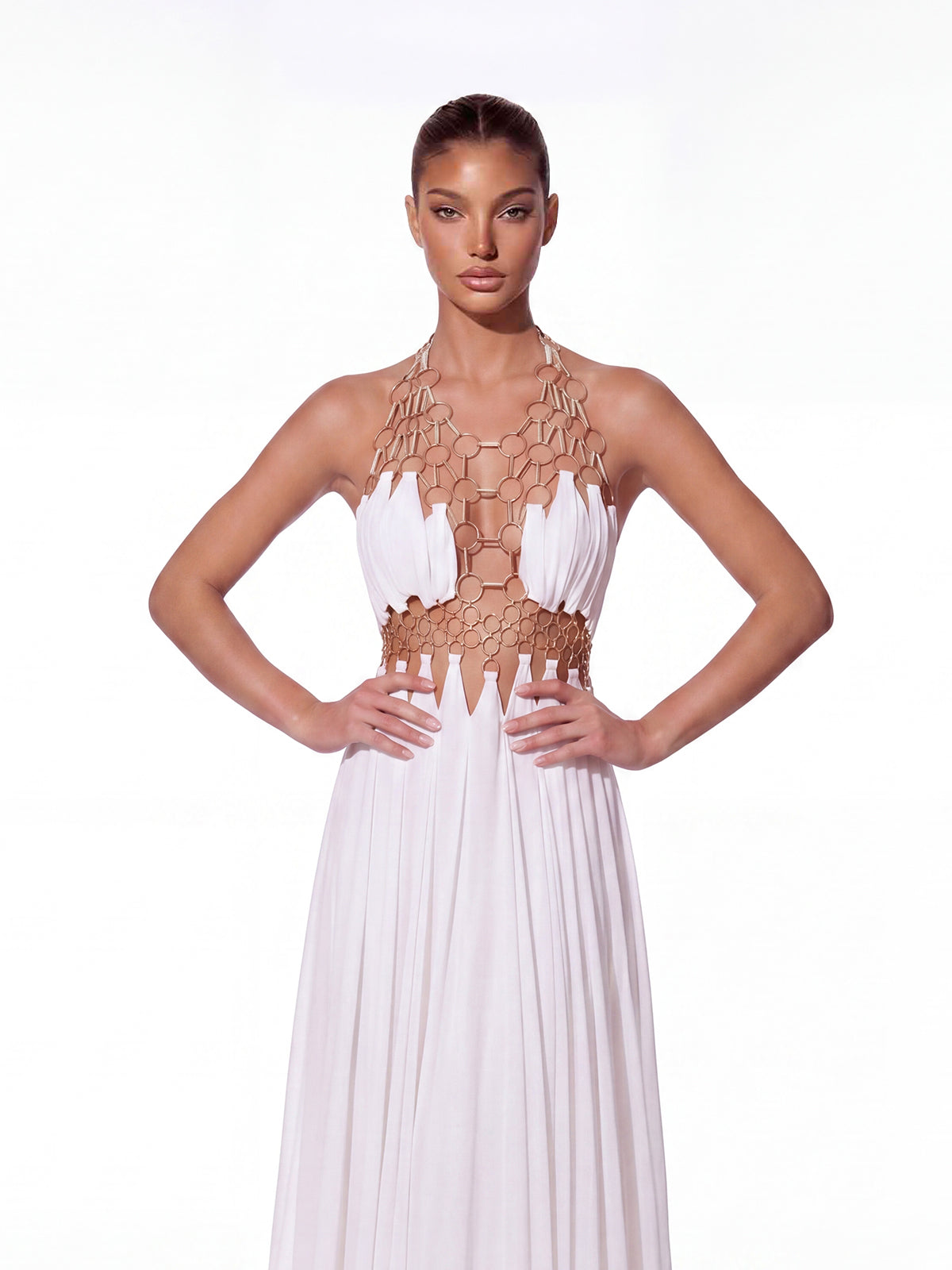 Sevionx Backless Cutout Maxi Dress In White - Image 2