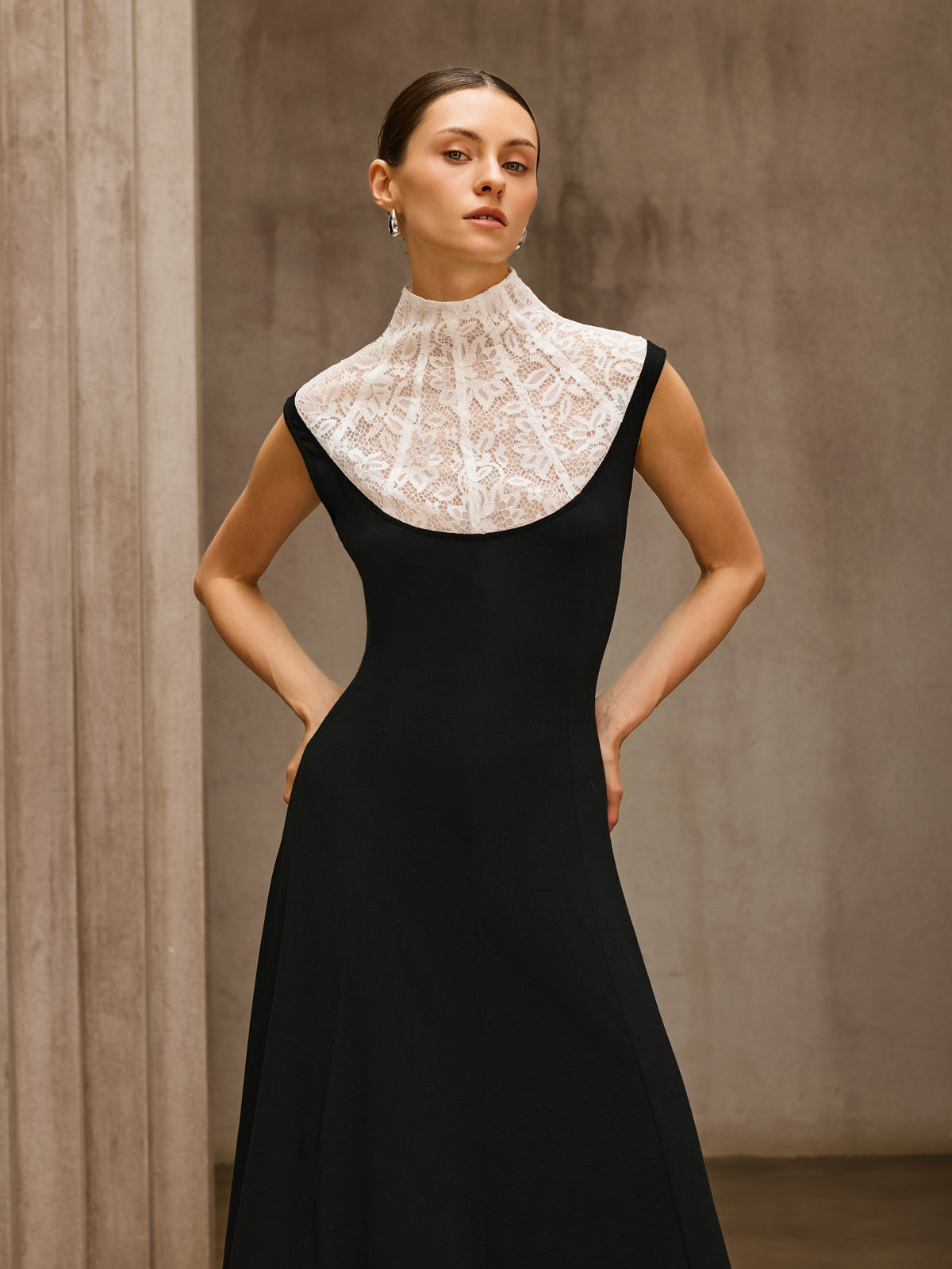 Sevionyx High Neck Lace Maxi Dress - Image 2