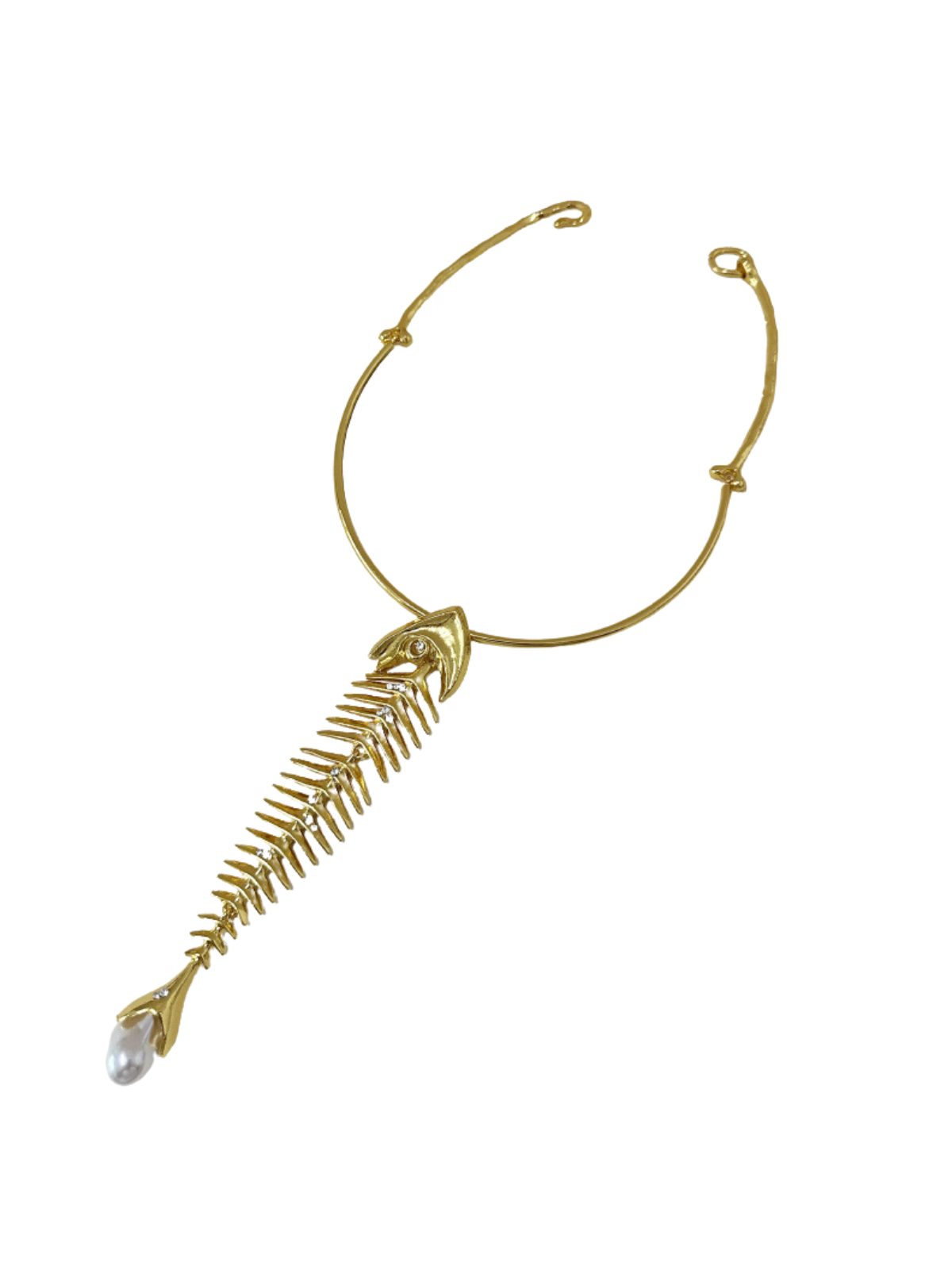 Soryxel Fishbone Pearl Pendant Choker