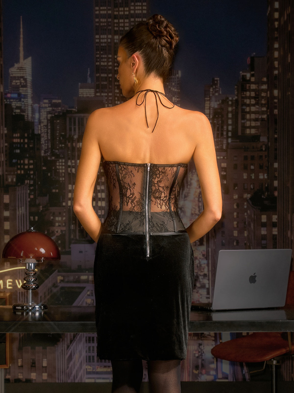 Subductix Halterneck Corset Lace Midi Dress - Image 6