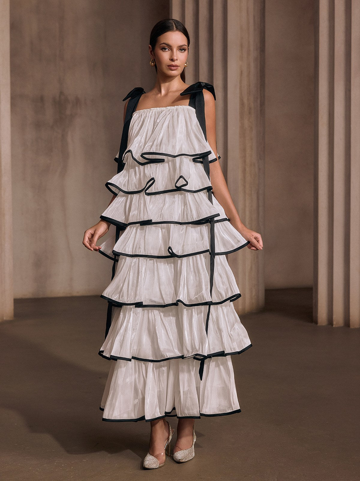 Tavixor Strapless Ruffle Tiered Maxi Dress - Image 2