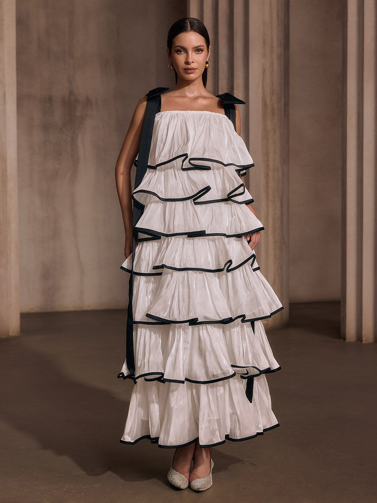 Tavixor Strapless Ruffle Tiered Maxi Dress - Image 3