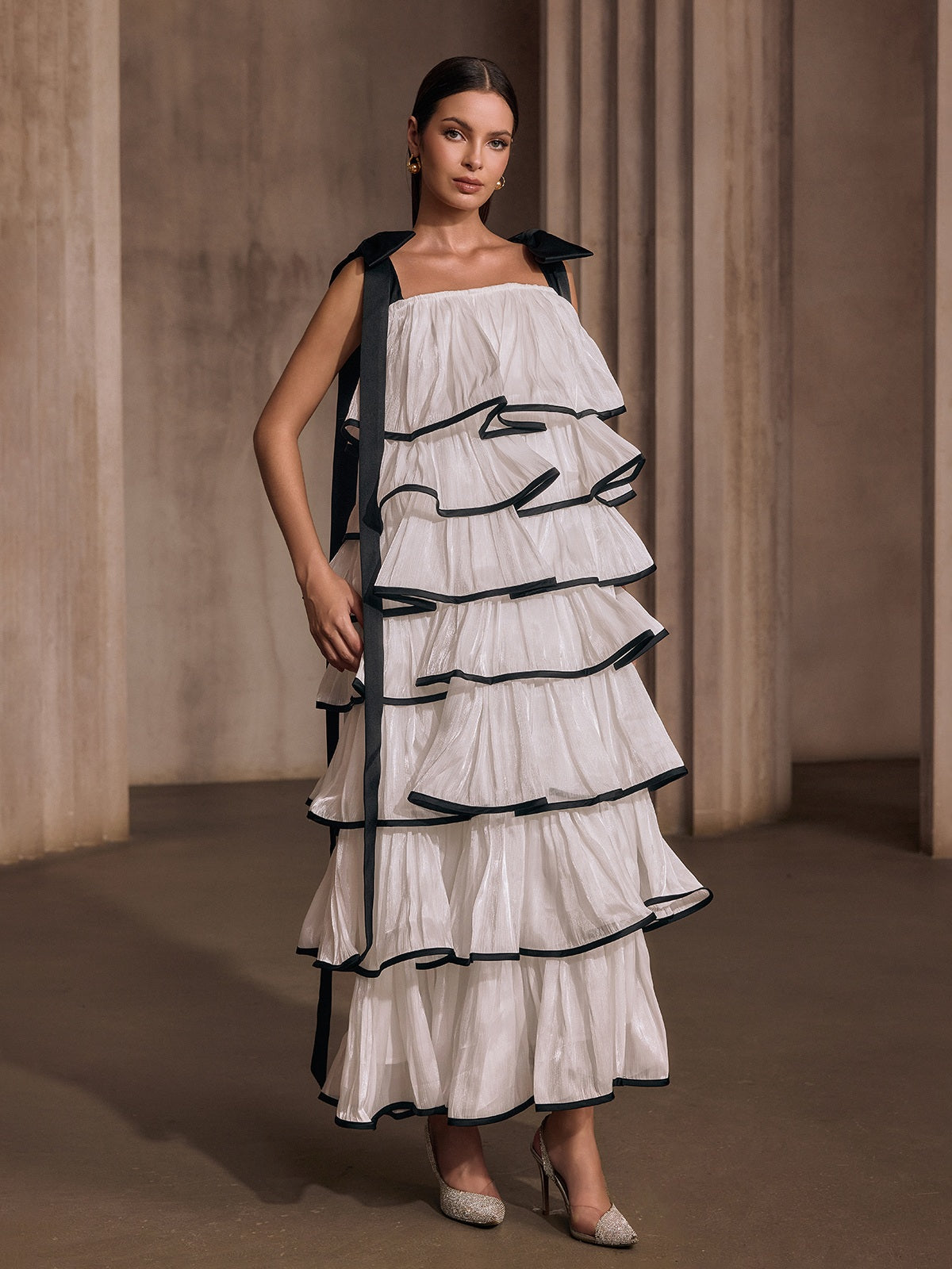 Tavixor Strapless Ruffle Tiered Maxi Dress - Image 4