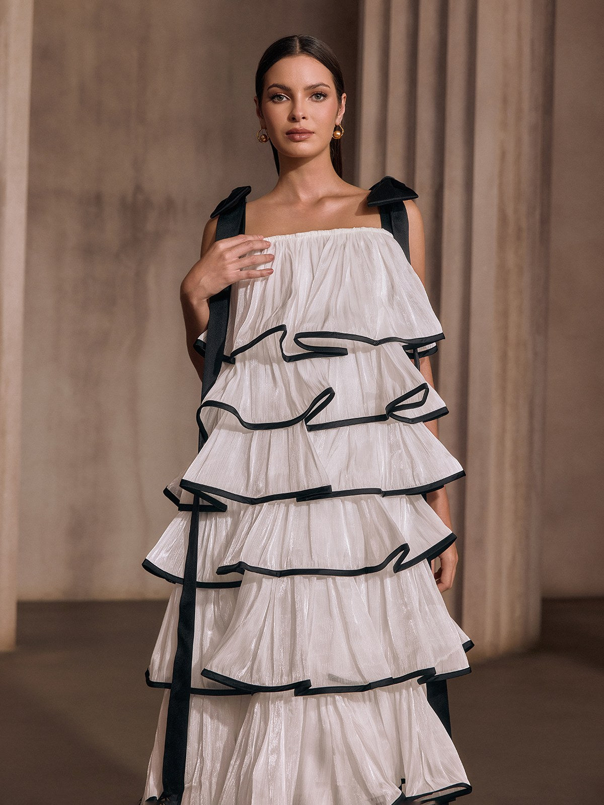 Tavixor Strapless Ruffle Tiered Maxi Dress - Image 5