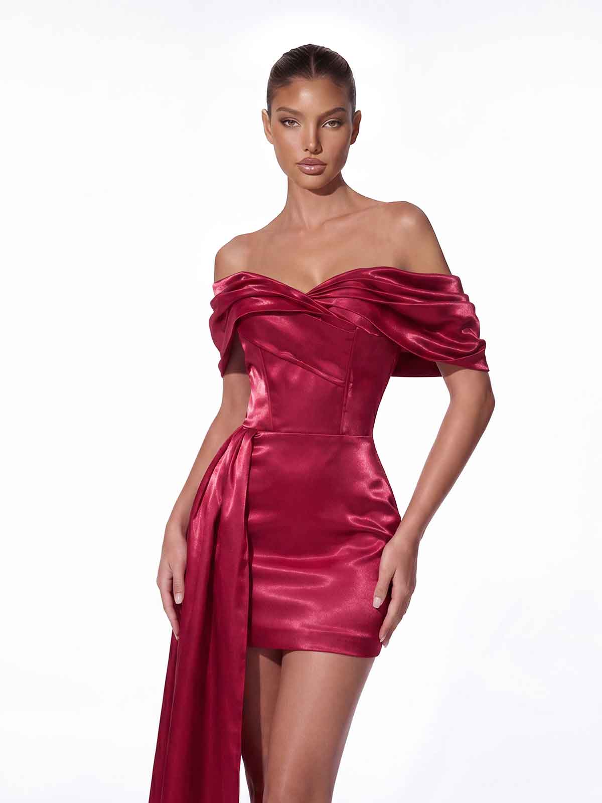 Torex Liquid Aqua Satin Mini Dress - Image 2