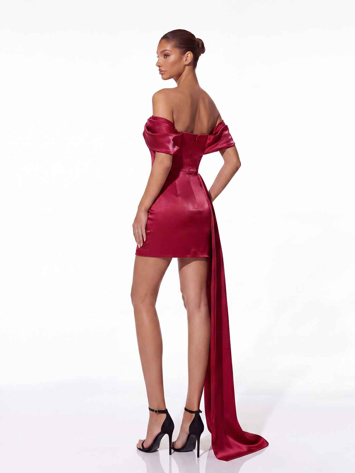 Torex Liquid Aqua Satin Mini Dress - Image 3
