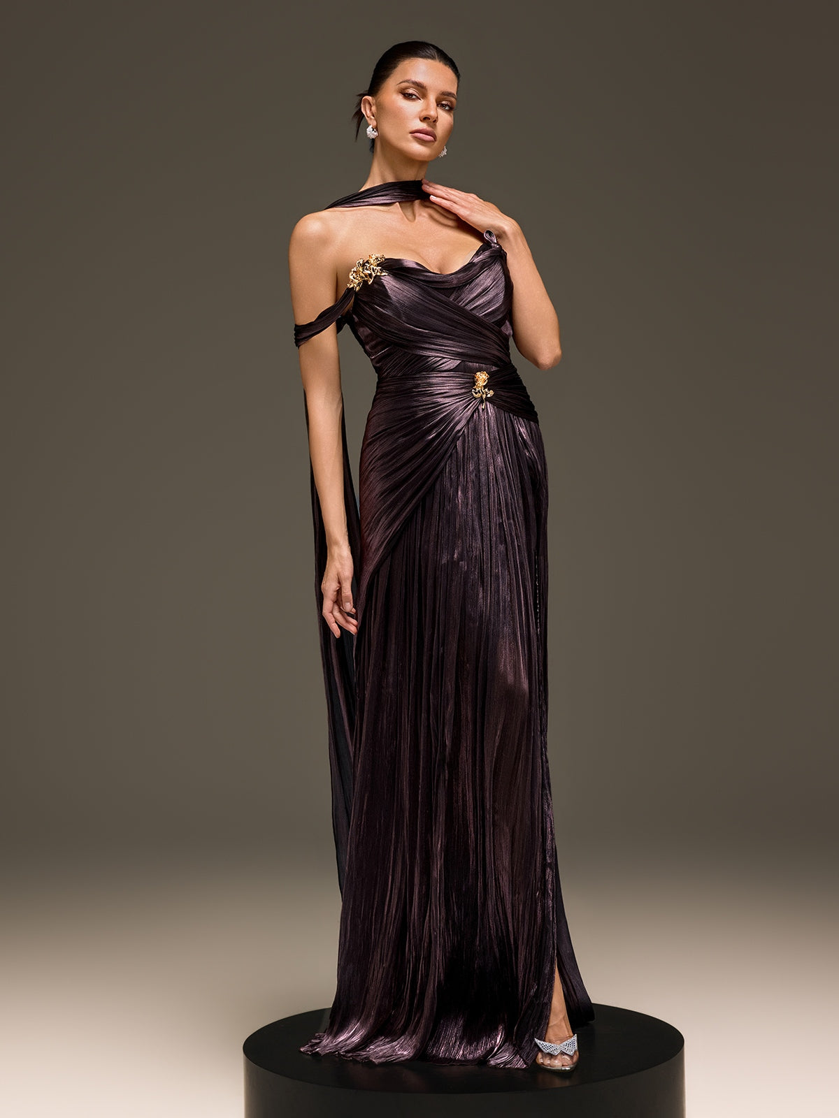 Torvayne Off Shoulder Rose Draped Dress