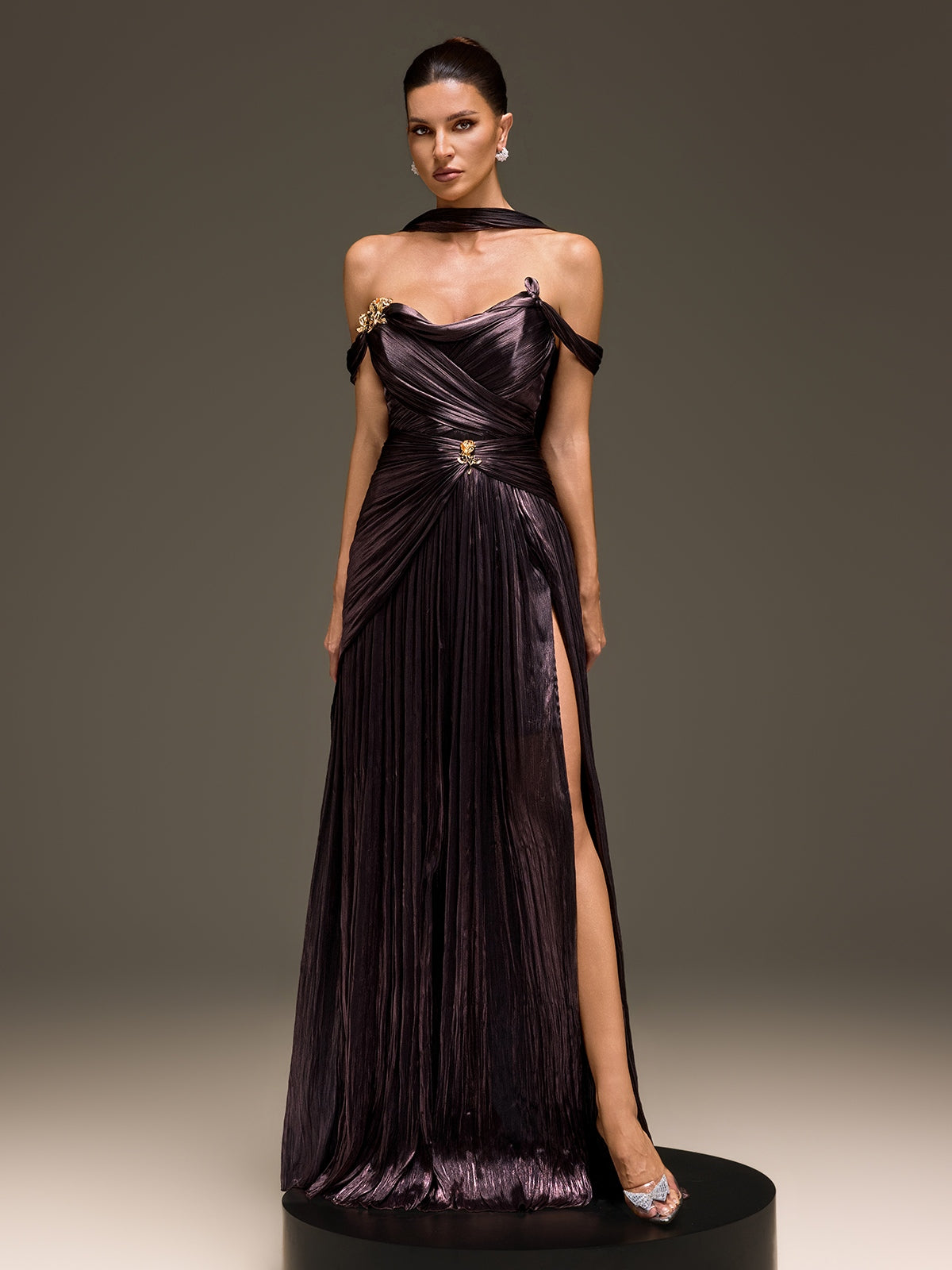 Torvayne Off Shoulder Rose Draped Dress - Image 3