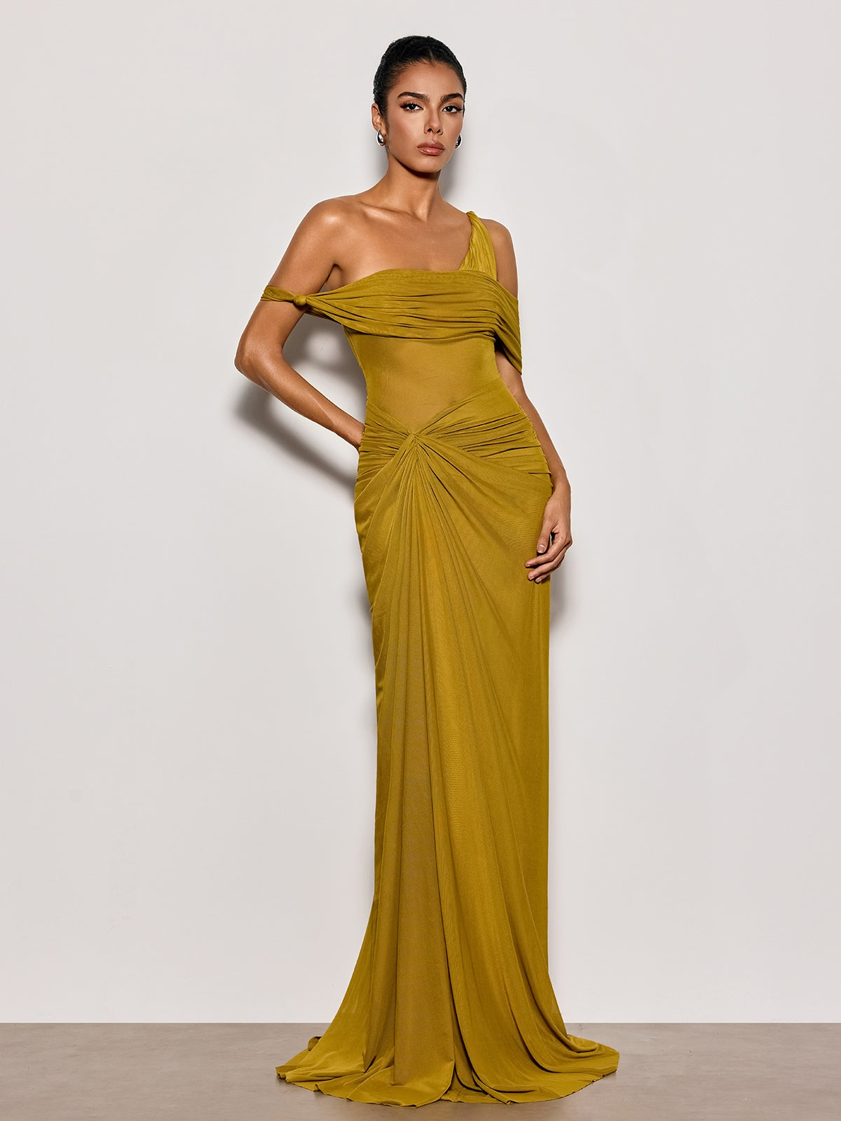Urixa One Shoulder Ruched Maxi Dress - Image 2