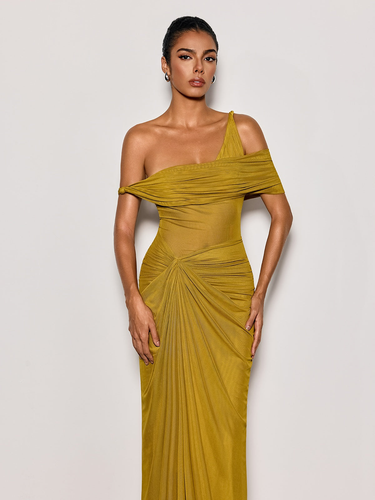 Urixa One Shoulder Ruched Maxi Dress - Image 3