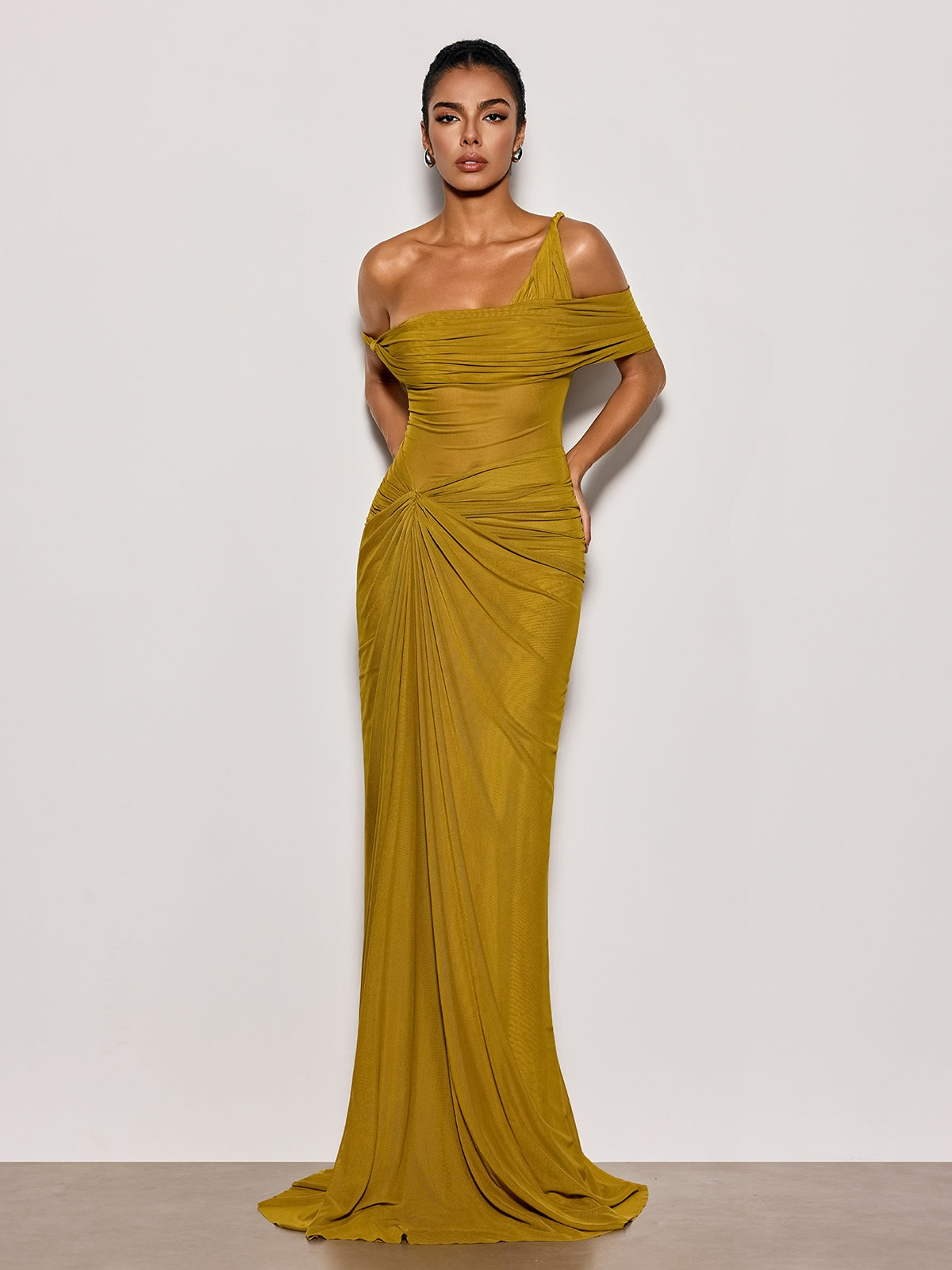 Urixa One Shoulder Ruched Maxi Dress - Image 4