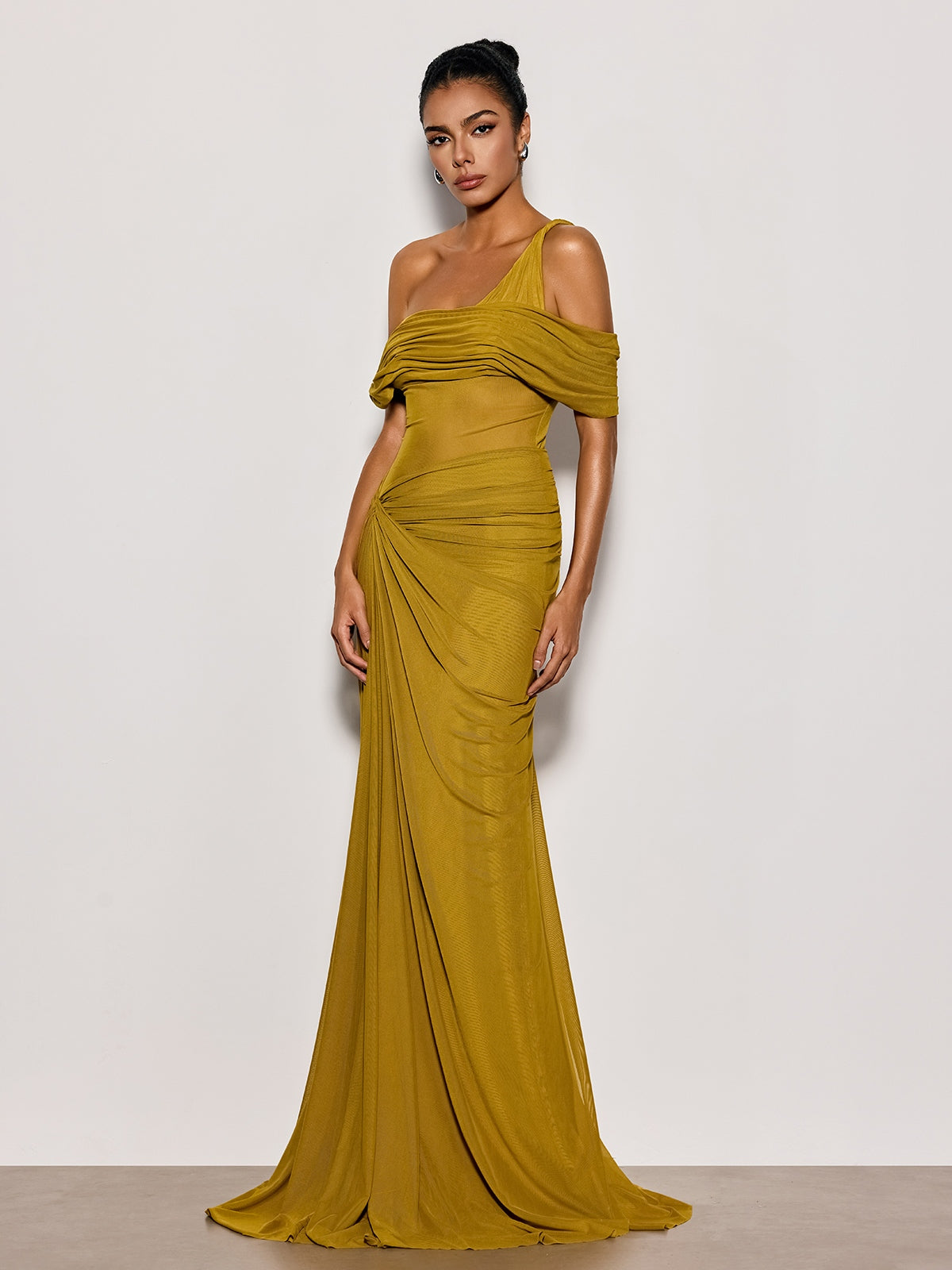 Urixa One Shoulder Ruched Maxi Dress - Image 5