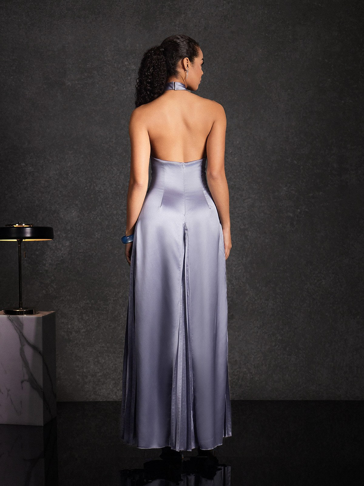 Vryndra Halterneck Bow Satin Maxi Dress - Image 6