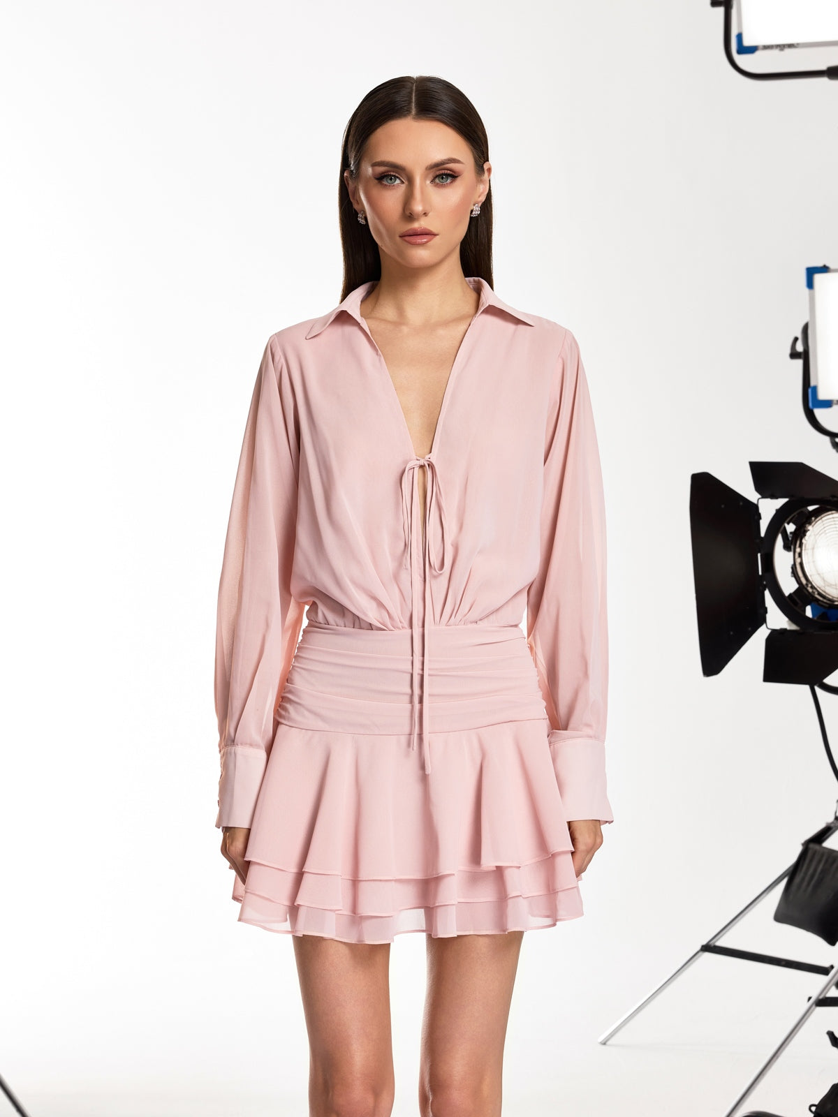 Vynexra Long Sleeve Ruffle Mini Dress - Image 3