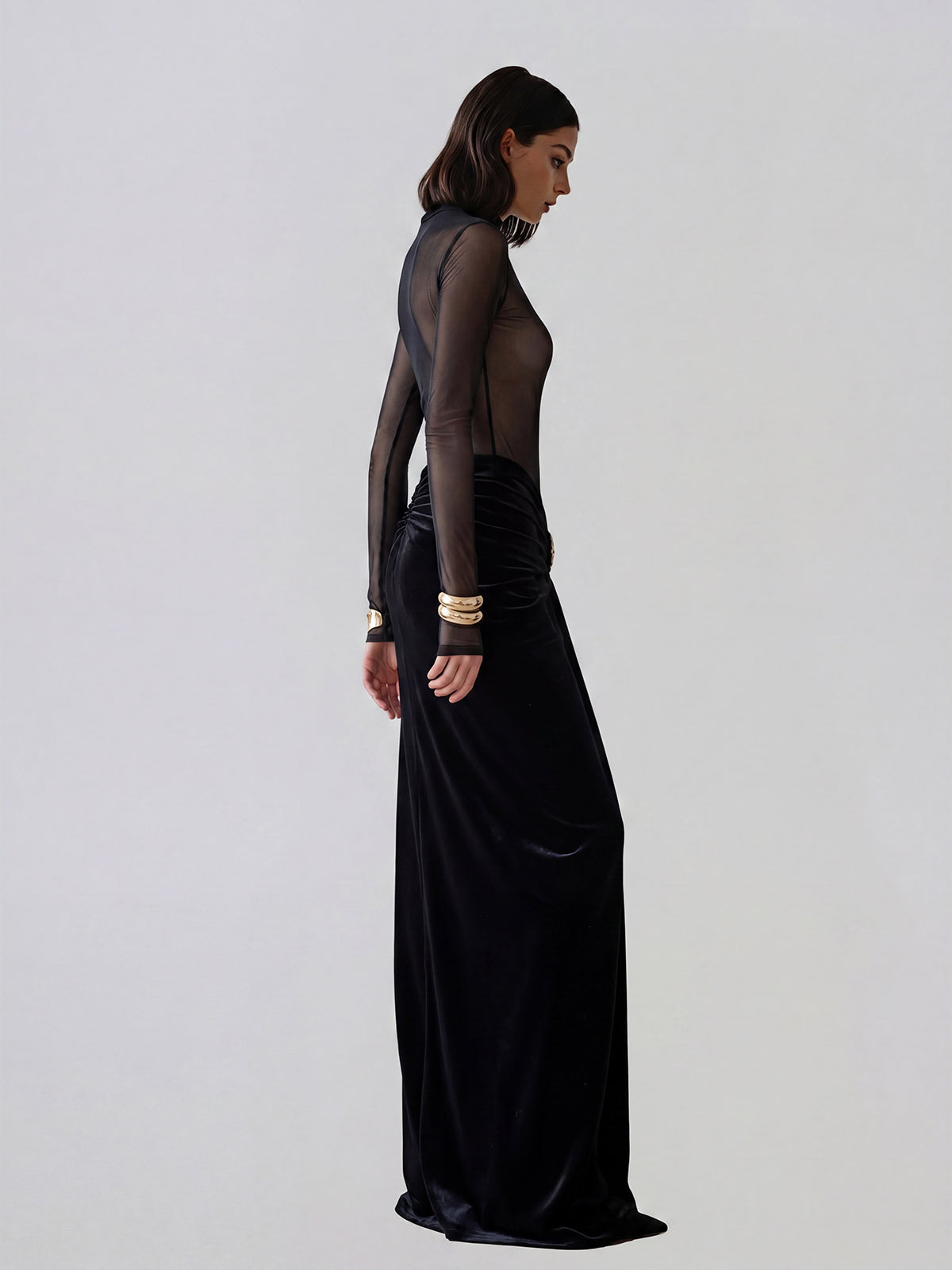 Wavelion Mesh Satin Maxi Dress - Image 3