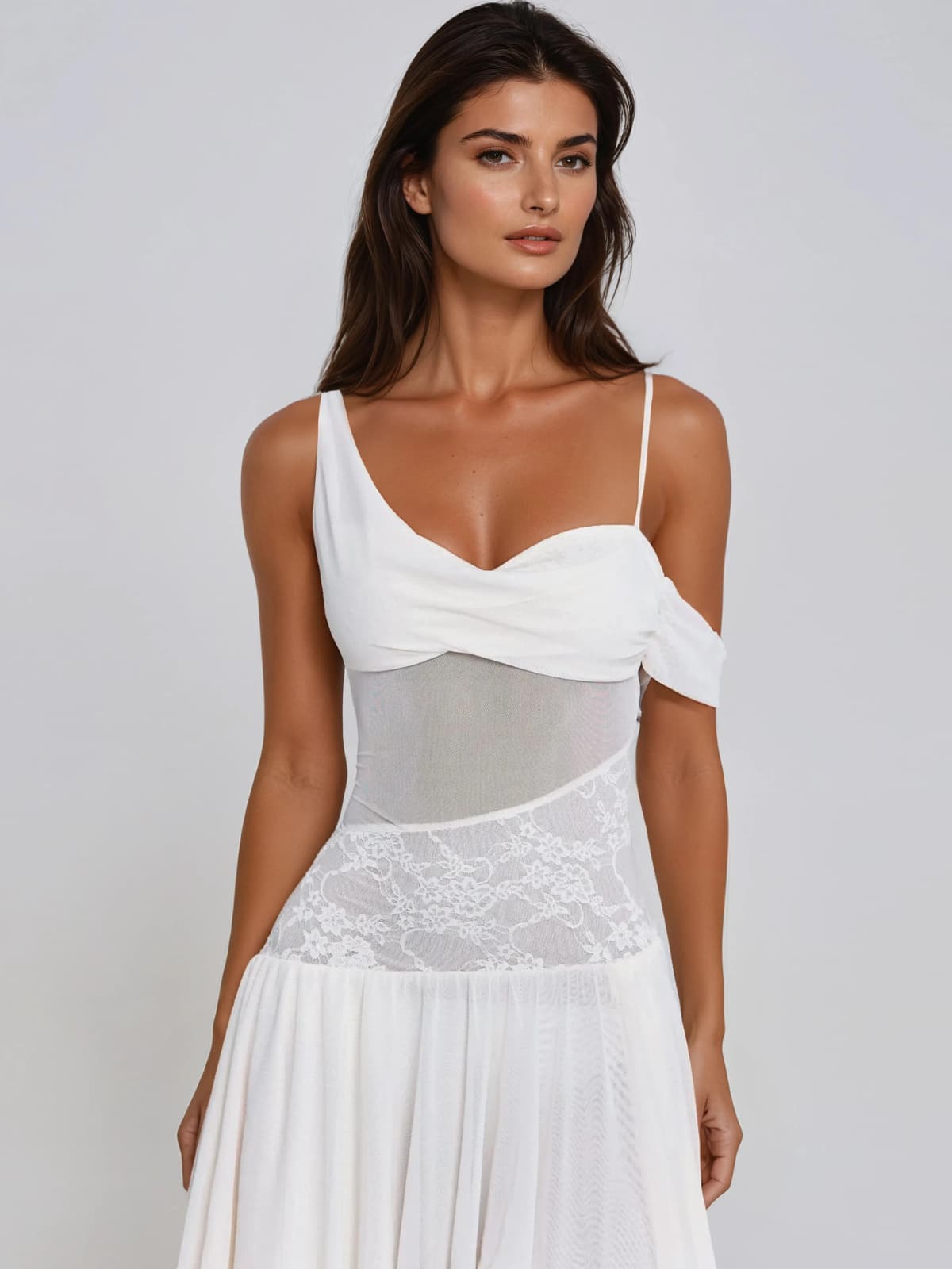 Wynexa Backless High Low Mesh Maxi Dress - Image 2