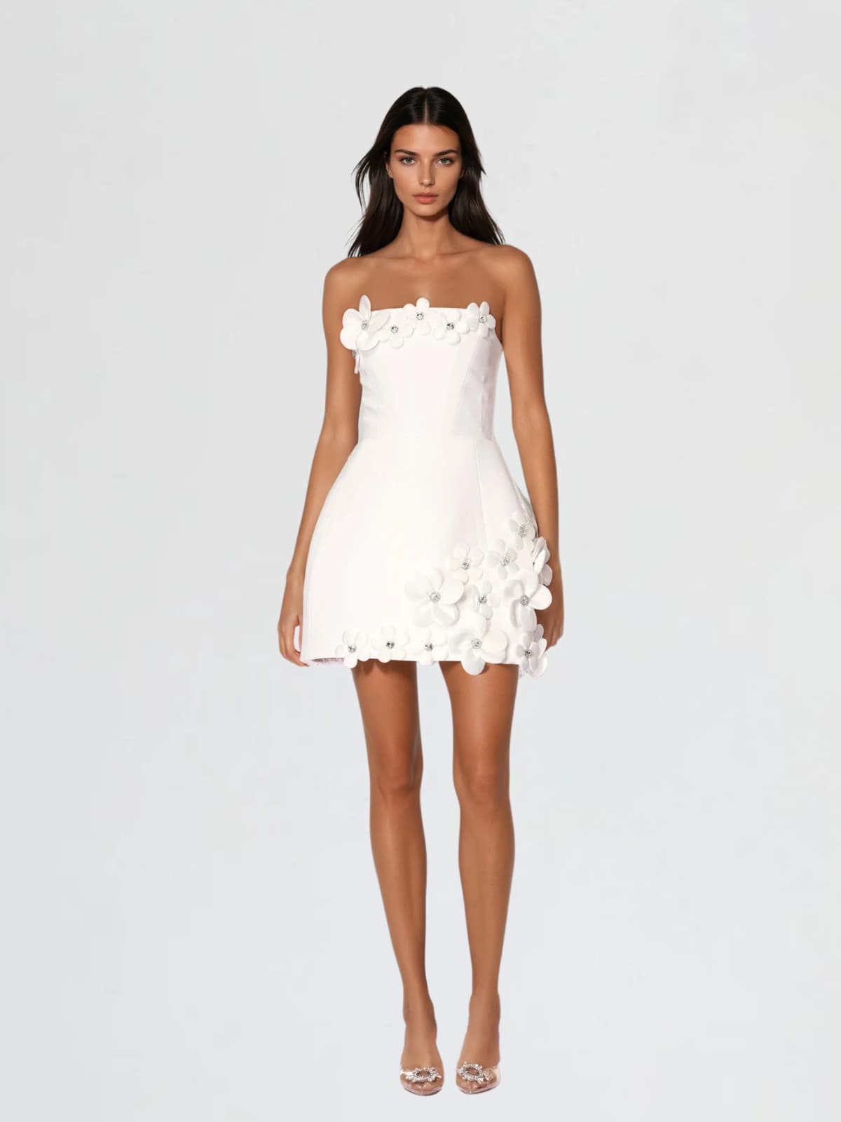 Xavon Strapless Flower Bandage Mini Dress
