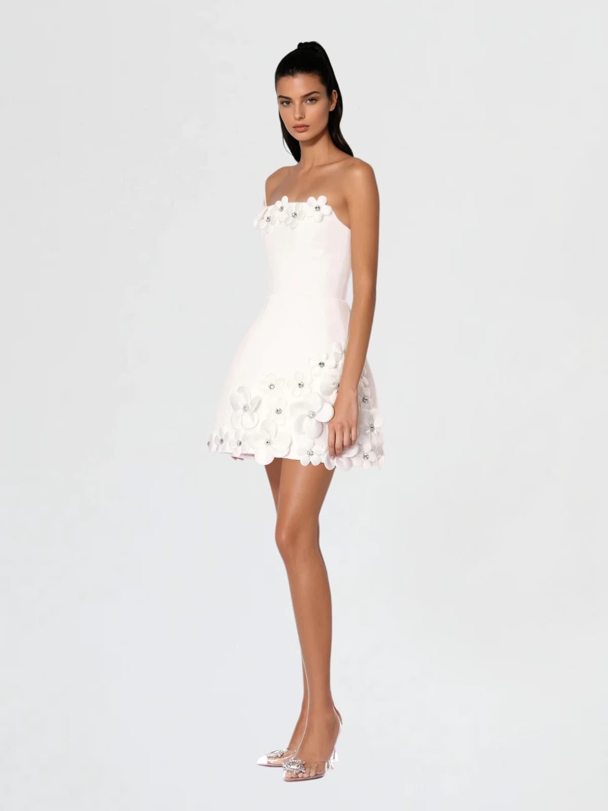 Xavon Strapless Flower Bandage Mini Dress - Image 3