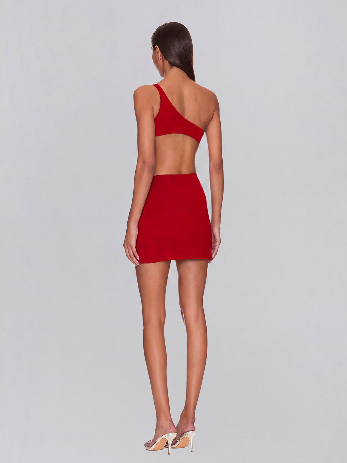 Xelyra One Shoulder Cutout Mini Dress In Red - Image 3
