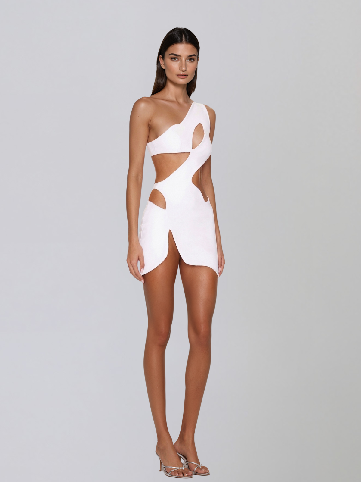 Xelyra One Shoulder Cutout Mini Dress In White - Image 2