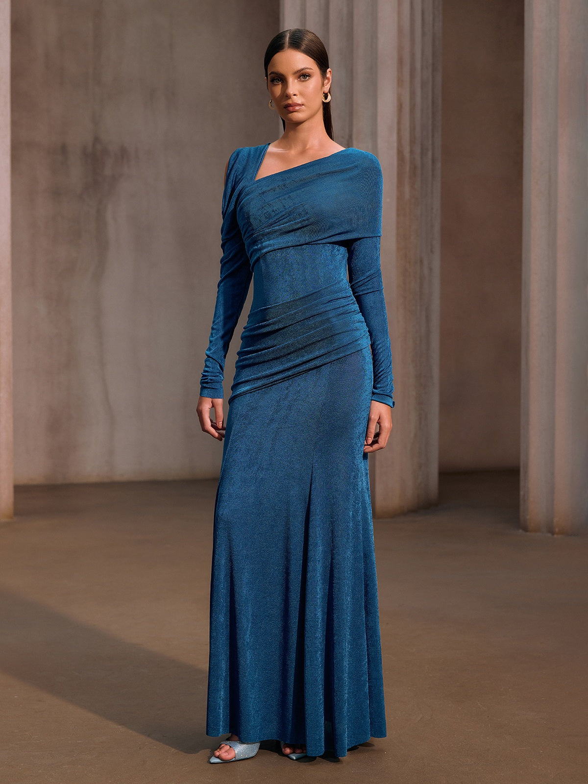 Xelyxan One Shoulder Ruched Maxi Dress - Image 2