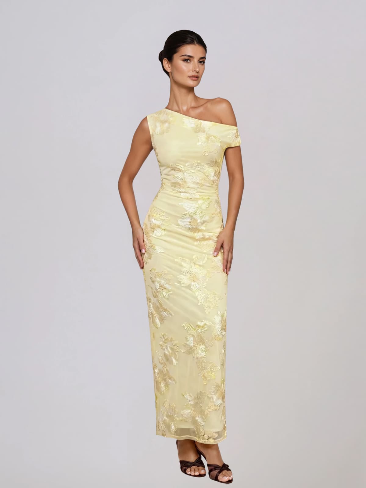 Zryne One Shoulder Flower Maxi Dress - Image 2