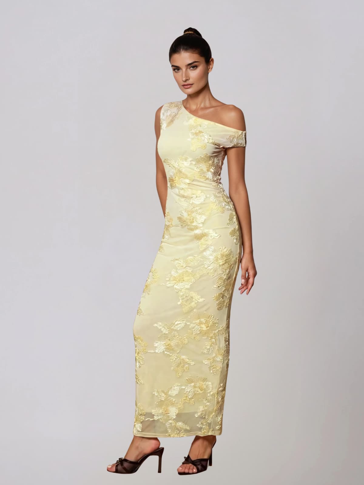 Zryne One Shoulder Flower Maxi Dress - Image 3