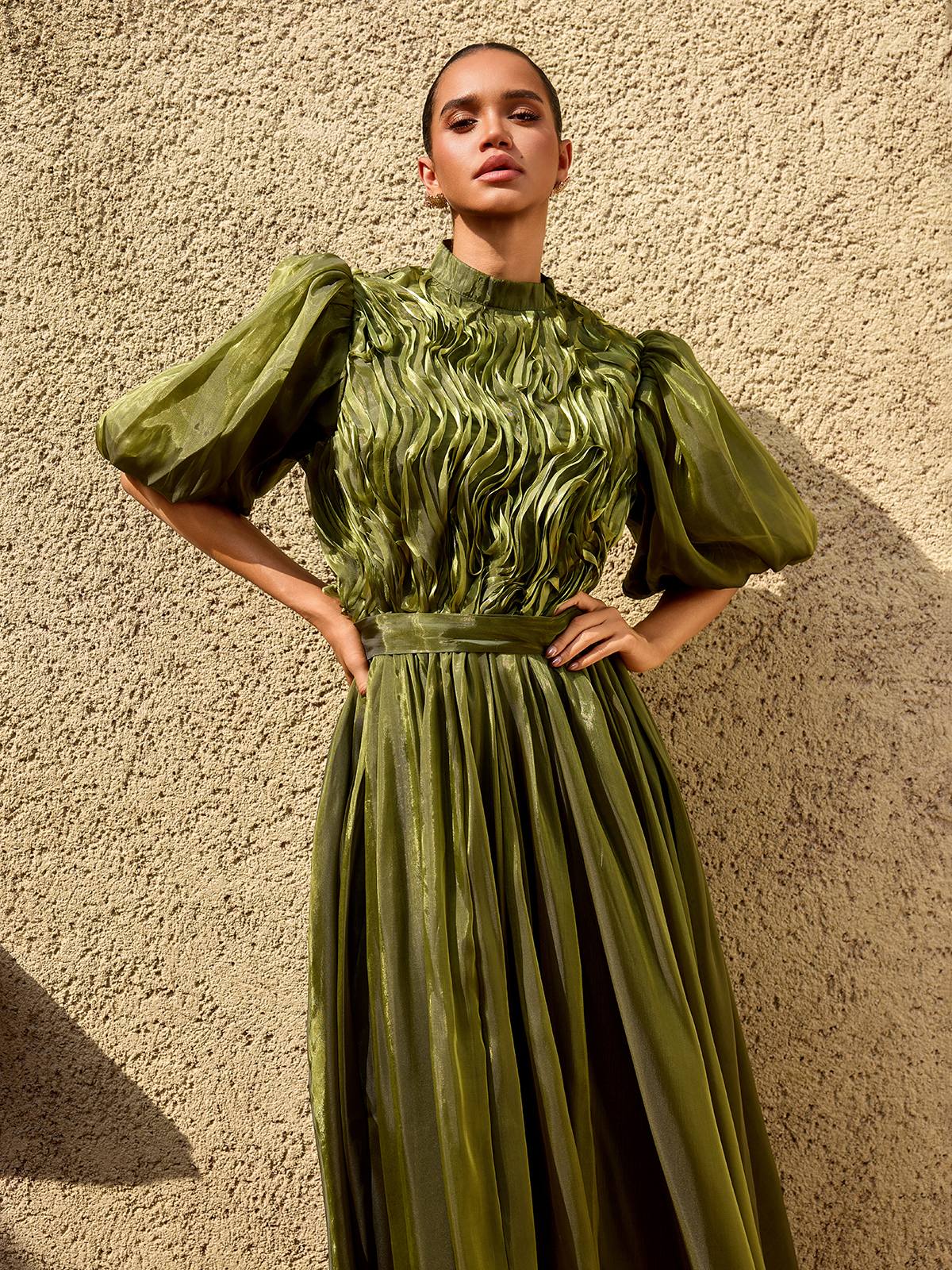 Zylarion Puff Sleeve Ruffle Maxi Dress - Image 2
