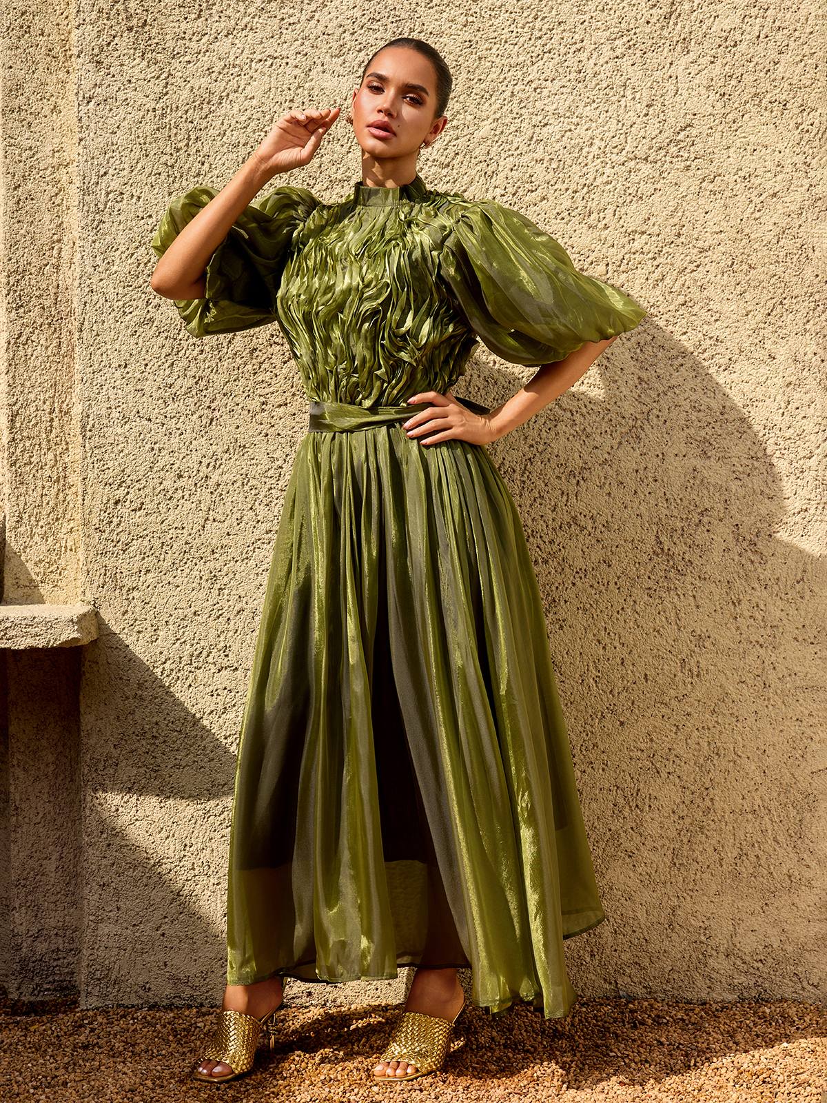 Zylarion Puff Sleeve Ruffle Maxi Dress - Image 5